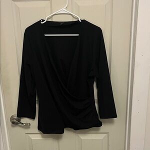 Black Wrap-Style Women’s Top Ann Taylor XL